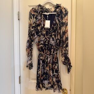 Zimmermann Sabotage Ruffle Midnight Wisteria Silk Mini Romper Size 2 NWT